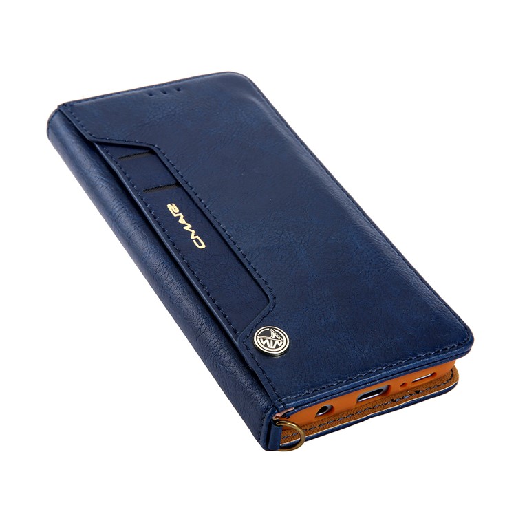 CMAI2 for Samsung Galaxy S9 G960 PU Leather Card Slots Mobile Flip Cover - Dark Blue-5