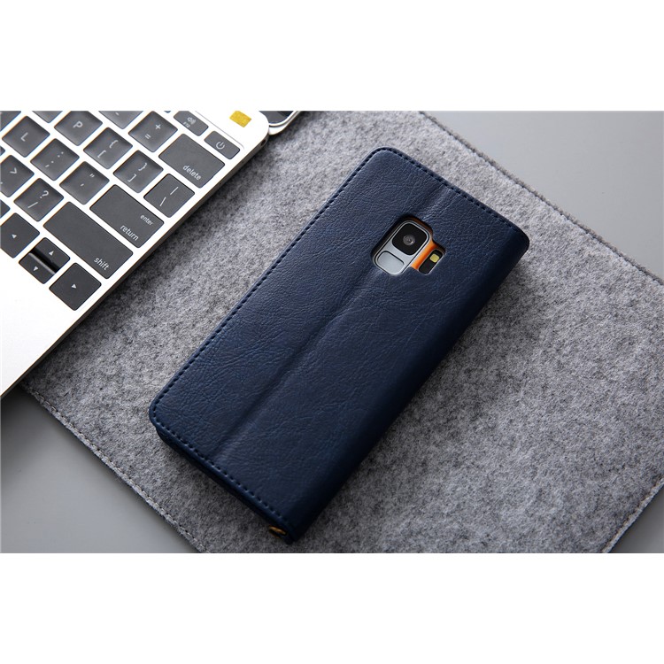 CMAI2 for Samsung Galaxy S9 G960 PU Leather Card Slots Mobile Flip Cover - Dark Blue-7