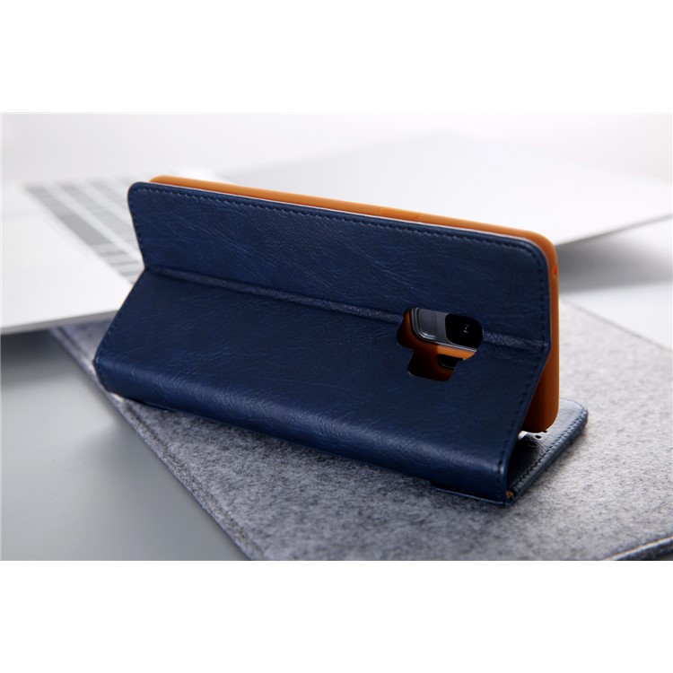 CMAI2 for Samsung Galaxy S9 G960 PU Leather Card Slots Mobile Flip Cover - Dark Blue-8