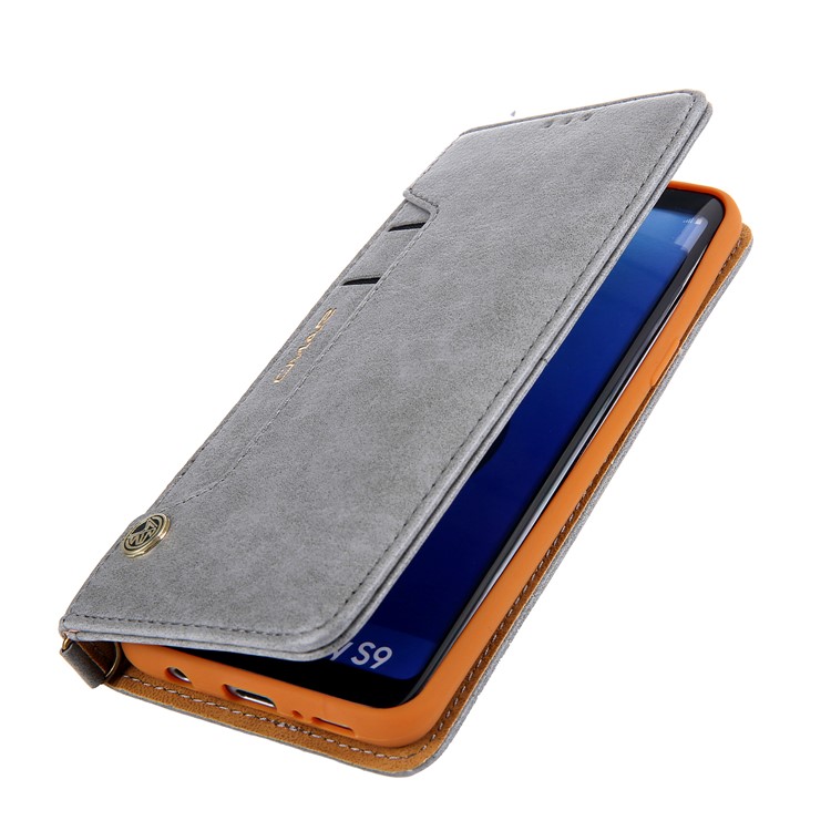 CMAI2 PU Leather Flip Stand Protection Cover with Card Slots for Samsung Galaxy S9 Plus G965 - Grey-11