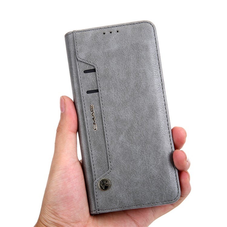 CMAI2 PU Leather Flip Stand Protection Cover with Card Slots for Samsung Galaxy S9 Plus G965 - Grey-12