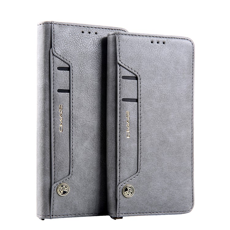 CMAI2 PU Leather Flip Stand Protection Cover with Card Slots for Samsung Galaxy S9 Plus G965 - Grey-13
