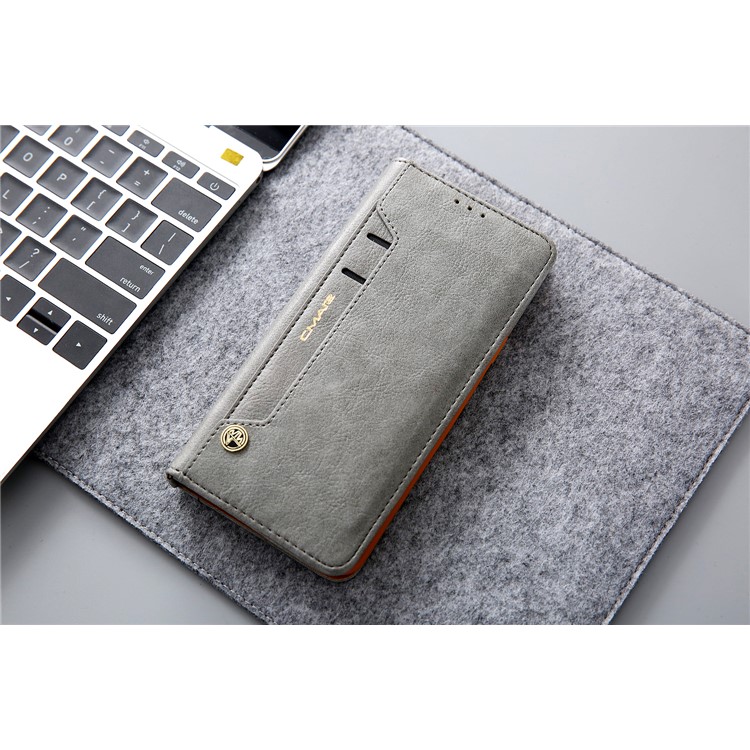CMAI2 PU Leather Flip Stand Protection Cover with Card Slots for Samsung Galaxy S9 Plus G965 - Grey-14