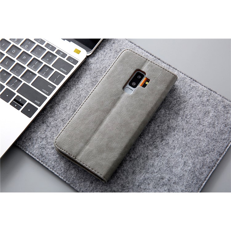 CMAI2 PU Leather Flip Stand Protection Cover with Card Slots for Samsung Galaxy S9 Plus G965 - Grey-15