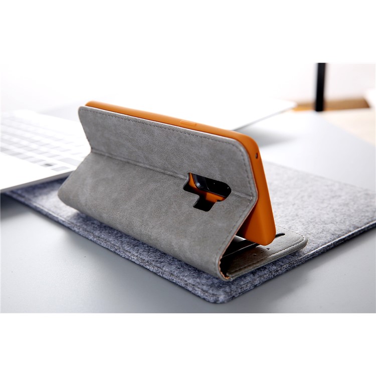 CMAI2 PU Leather Flip Stand Protection Cover with Card Slots for Samsung Galaxy S9 Plus G965 - Grey-17