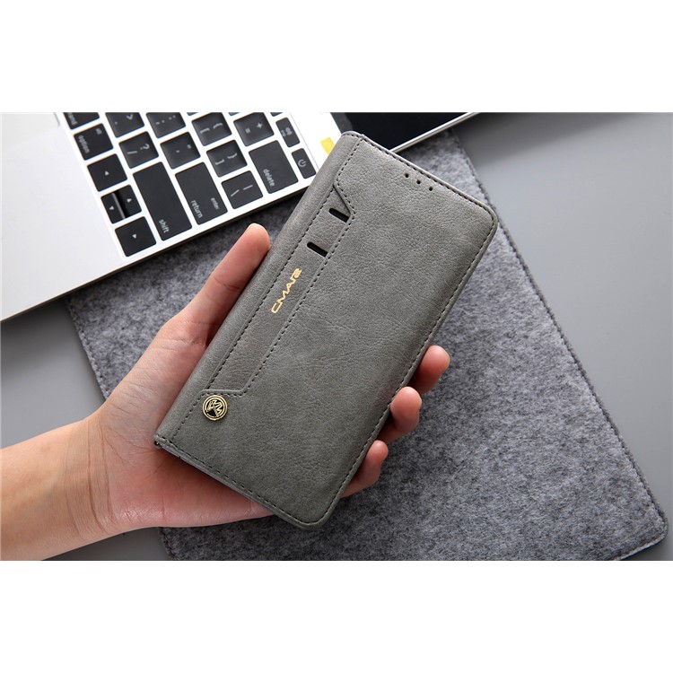 CMAI2 PU Leather Flip Stand Protection Cover with Card Slots for Samsung Galaxy S9 Plus G965 - Grey-22