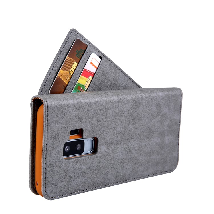 CMAI2 PU Leather Flip Stand Protection Cover with Card Slots for Samsung Galaxy S9 Plus G965 - Grey-5