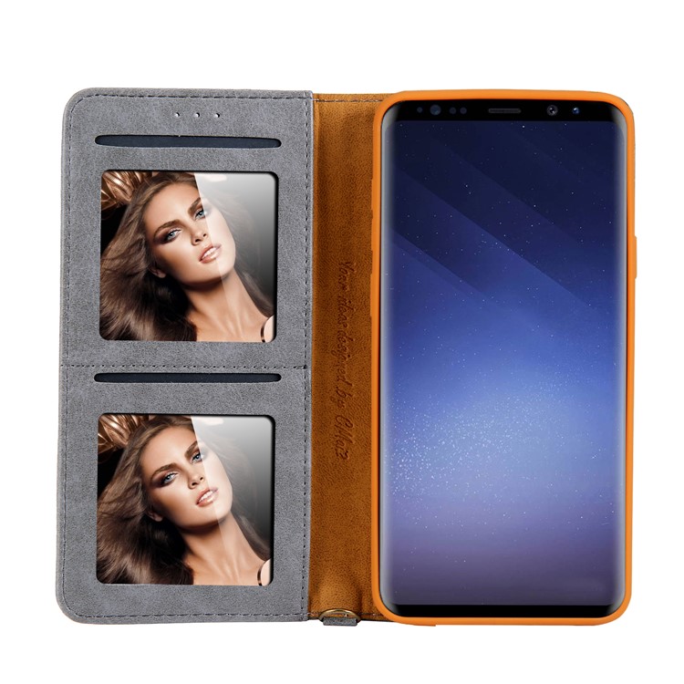 CMAI2 PU Leather Flip Stand Protection Cover with Card Slots for Samsung Galaxy S9 Plus G965 - Grey-6