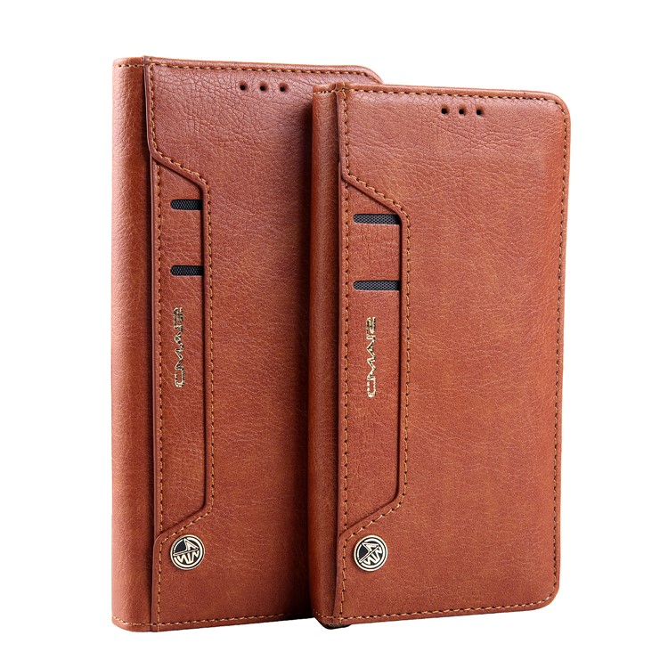 CMAI2 PU Leather Card Slots Folio Cover Accessory with Stand for Samsung Galaxy S9 Plus G965 - Brown-12