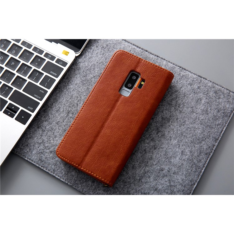 CMAI2 PU Leather Card Slots Folio Cover Accessory with Stand for Samsung Galaxy S9 Plus G965 - Brown-14