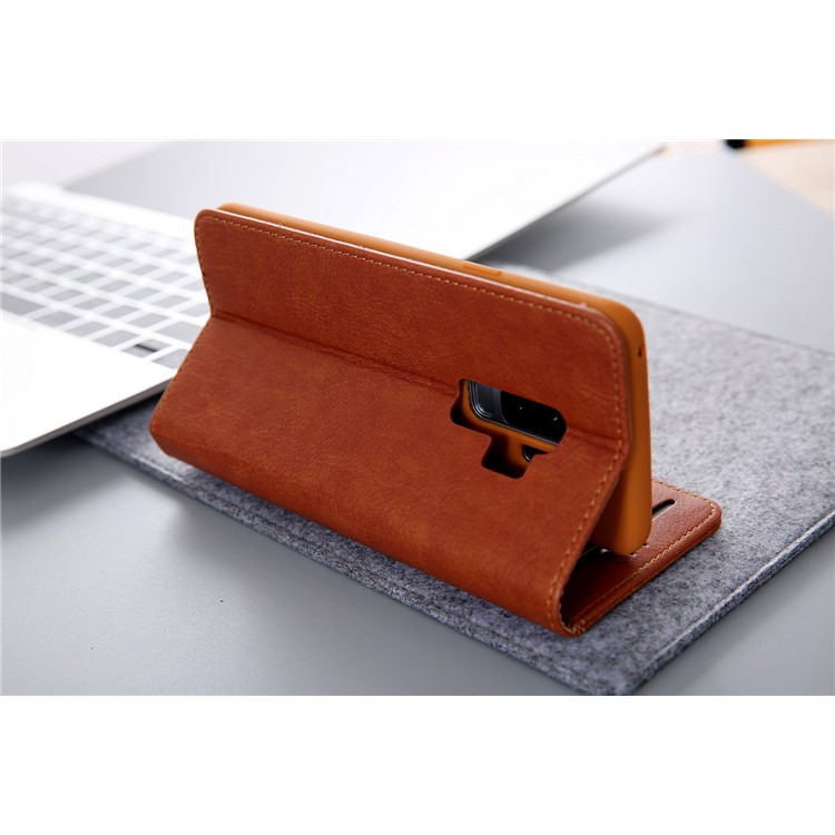 CMAI2 PU Leather Card Slots Folio Cover Accessory with Stand for Samsung Galaxy S9 Plus G965 - Brown-16