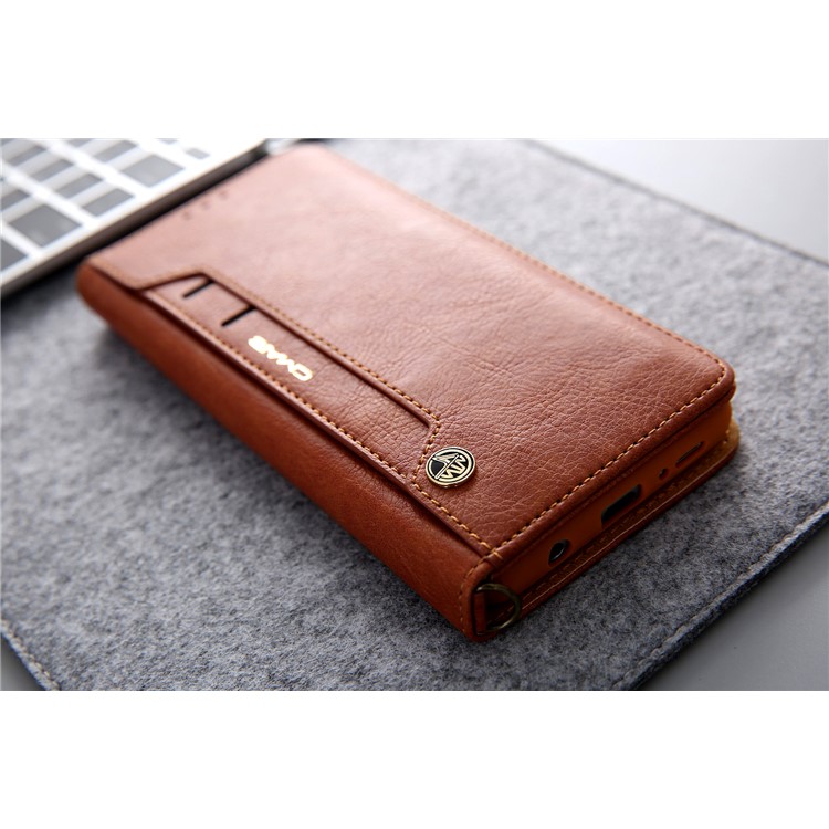 CMAI2 PU Leather Card Slots Folio Cover Accessory with Stand for Samsung Galaxy S9 Plus G965 - Brown-17