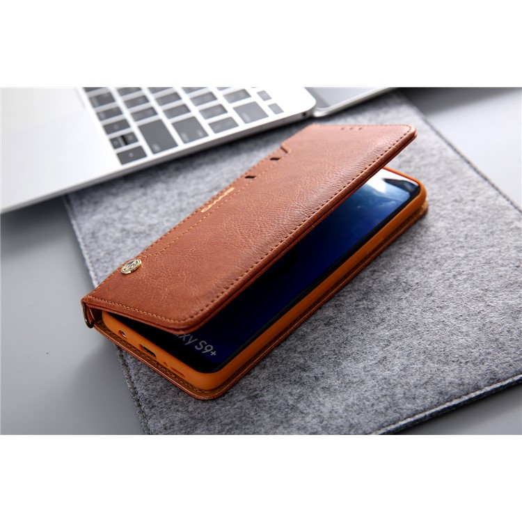 CMAI2 PU Leather Card Slots Folio Cover Accessory with Stand for Samsung Galaxy S9 Plus G965 - Brown-18