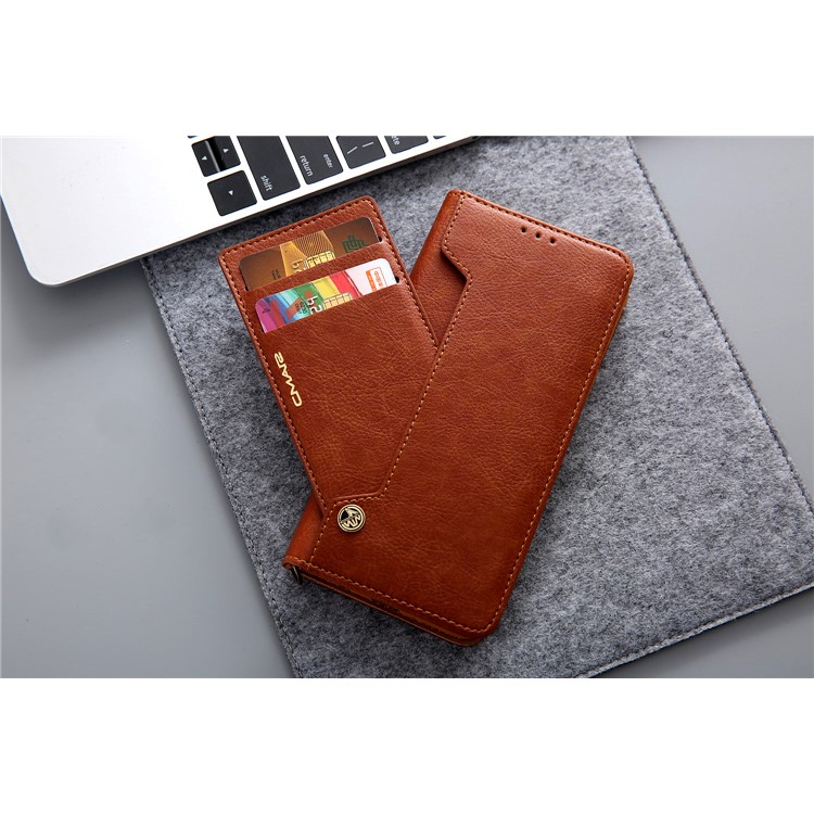 CMAI2 PU Leather Card Slots Folio Cover Accessory with Stand for Samsung Galaxy S9 Plus G965 - Brown-19