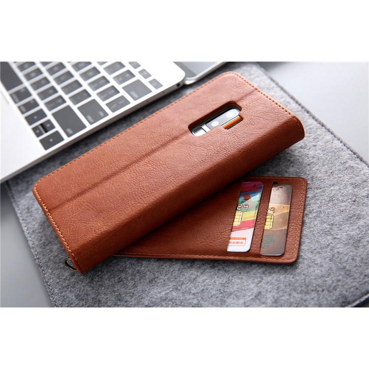 CMAI2 PU Leather Card Slots Folio Cover Accessory with Stand for Samsung Galaxy S9 Plus G965 - Brown-20