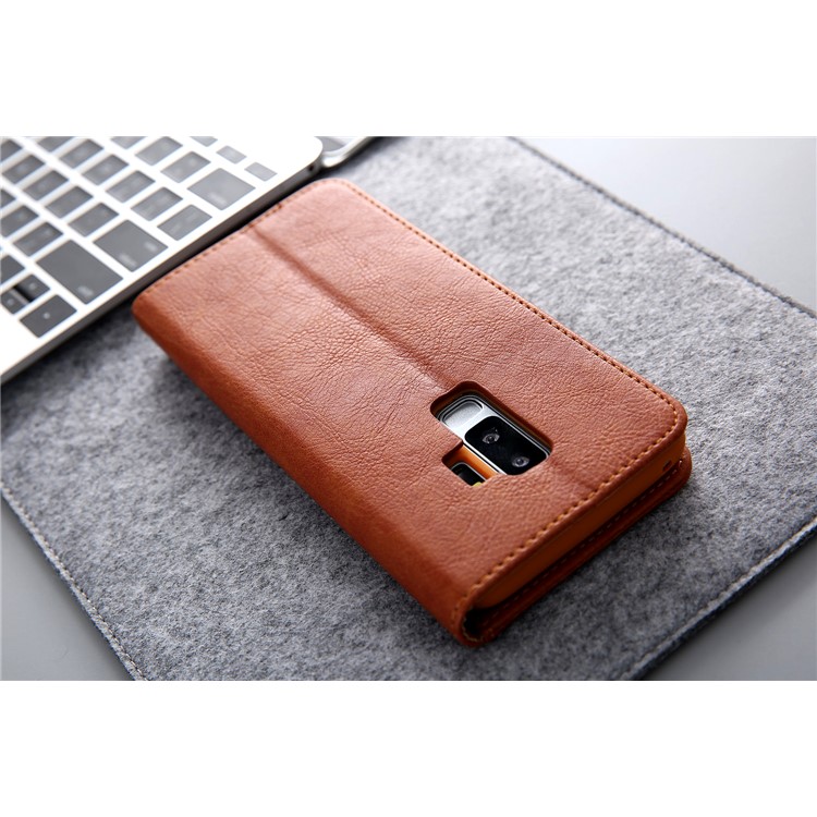 CMAI2 PU Leather Card Slots Folio Cover Accessory with Stand for Samsung Galaxy S9 Plus G965 - Brown-21
