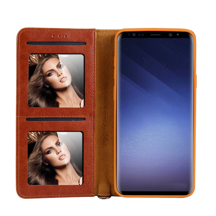 CMAI2 PU Leather Card Slots Folio Cover Accessory with Stand for Samsung Galaxy S9 Plus G965 - Brown-6