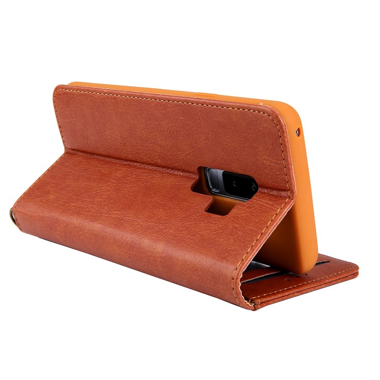 CMAI2 PU Leather Card Slots Folio Cover Accessory with Stand for Samsung Galaxy S9 Plus G965 - Brown-8