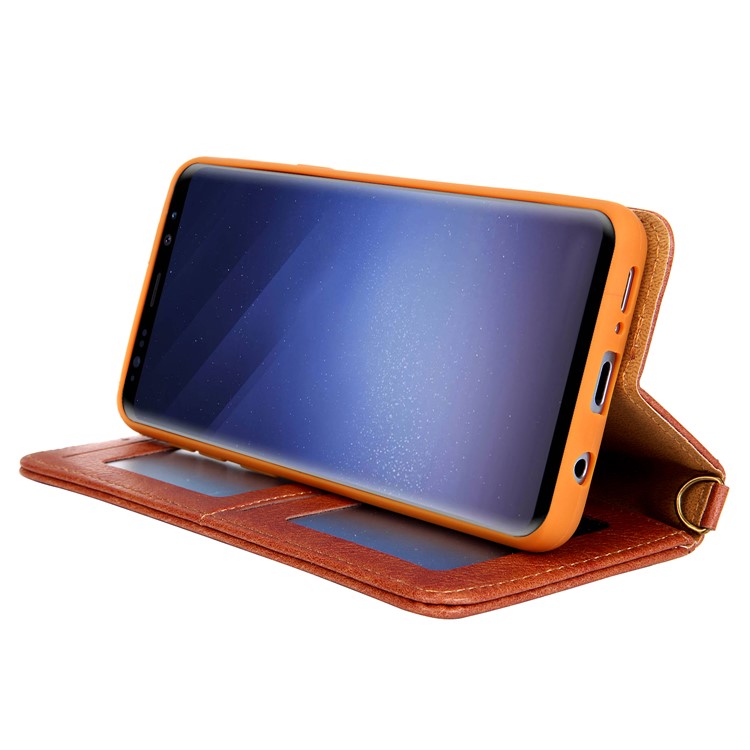 CMAI2 PU Leather Card Slots Folio Cover Accessory with Stand for Samsung Galaxy S9 Plus G965 - Brown-9