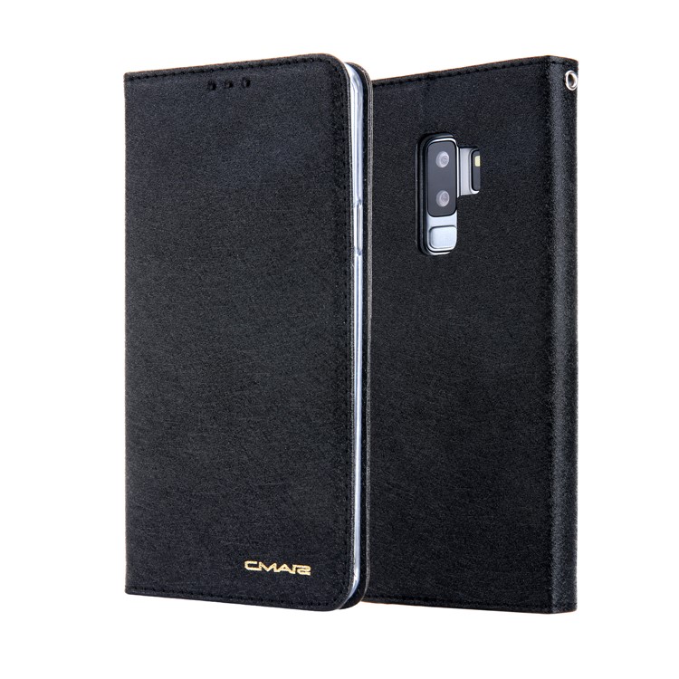 

CMAI2 PU Leather Auto-absorbed Card Slots Folio Cover Accessory with Stand for Samsung Galaxy S9 Plus G965 - Black