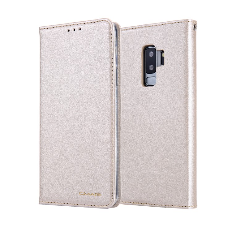 

CMAI2 for Samsung Galaxy S9 Plus G965 PU Leather Auto-absorbed Stand Folio Cover Accessory with Photo Slot - Gold