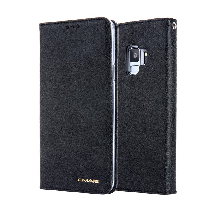 CMAI2 PU Leather Auto-absorbed Card Slots Folio Cover Accessory with Stand for Samsung Galaxy S9 G960 - Black-1