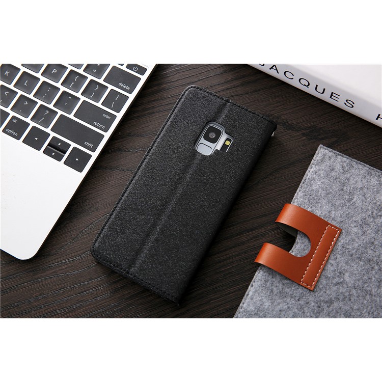 CMAI2 PU Leather Auto-absorbed Card Slots Folio Cover Accessory with Stand for Samsung Galaxy S9 G960 - Black-6