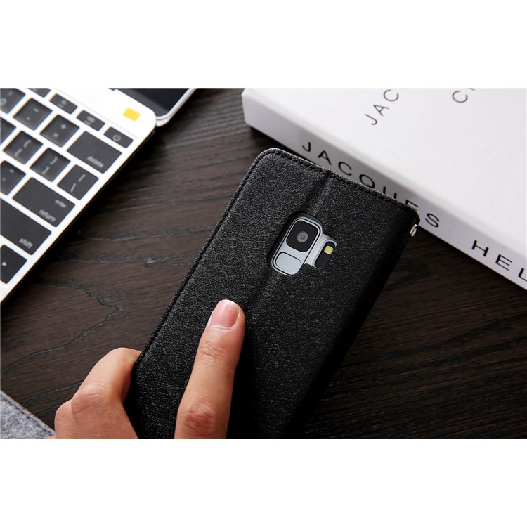 CMAI2 PU Leather Auto-absorbed Card Slots Folio Cover Accessory with Stand for Samsung Galaxy S9 G960 - Black-8