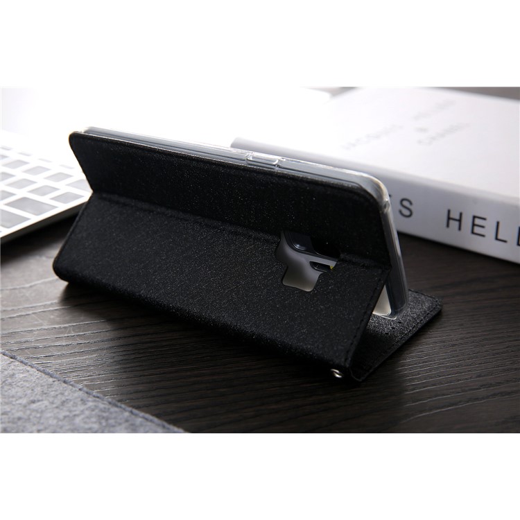 CMAI2 PU Leather Auto-absorbed Card Slots Folio Cover Accessory with Stand for Samsung Galaxy S9 G960 - Black-9