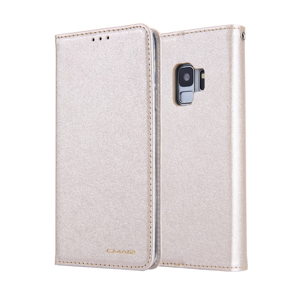 CMAI2 PU Leather Auto-absorbed Card Slots Flip Cover with Stand for Samsung Galaxy S9 G960 - Gold-1