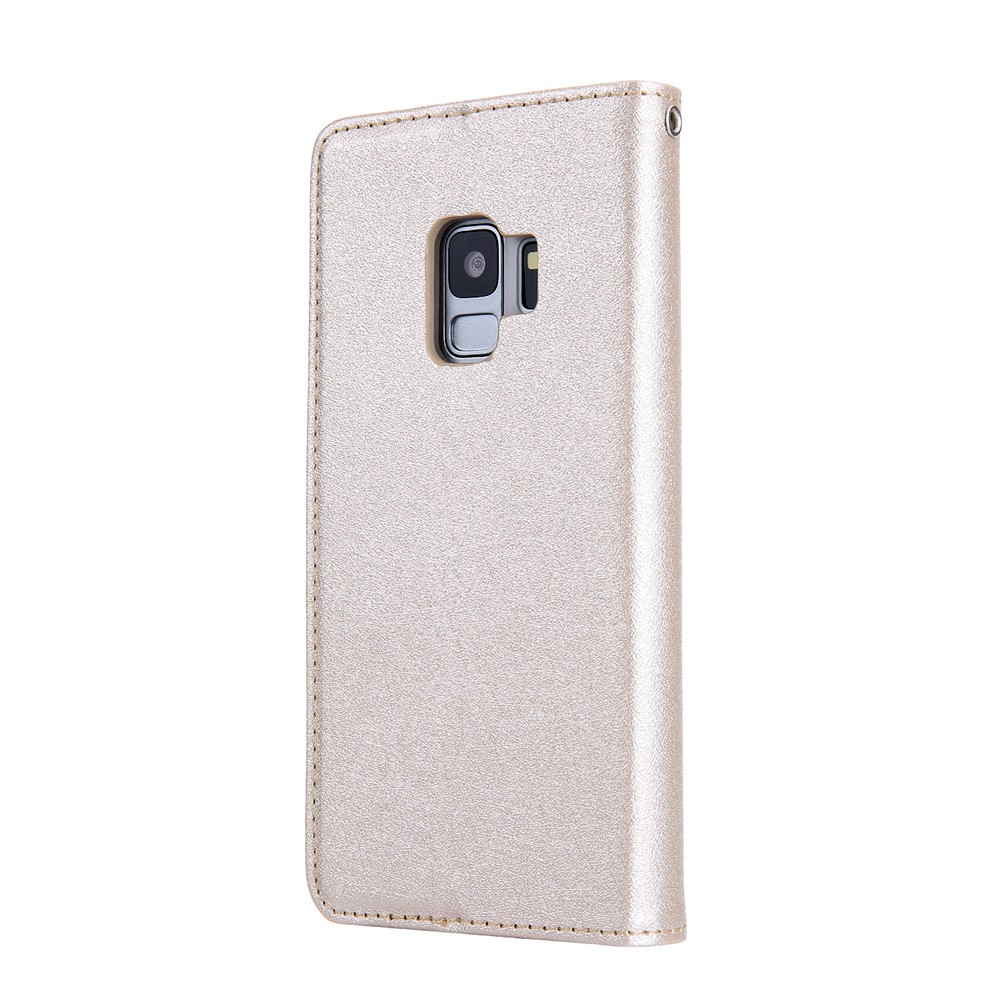 CMAI2 PU Leather Auto-absorbed Card Slots Flip Cover with Stand for Samsung Galaxy S9 G960 - Gold-2