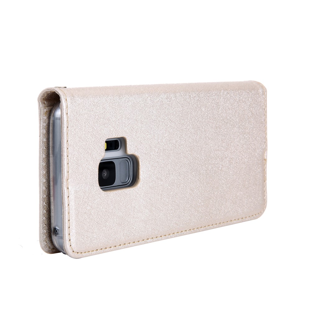 CMAI2 PU Leather Auto-absorbed Card Slots Flip Cover with Stand for Samsung Galaxy S9 G960 - Gold-3