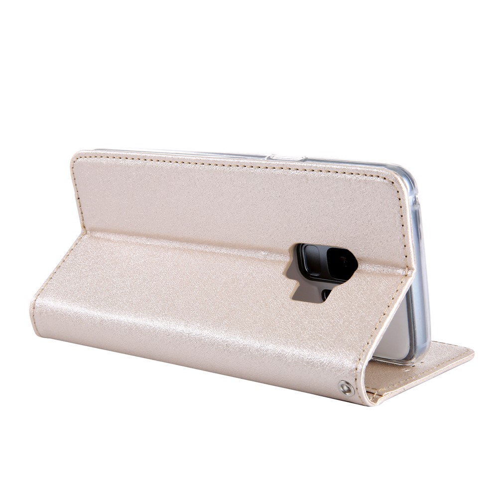 CMAI2 PU Leather Auto-absorbed Card Slots Flip Cover with Stand for Samsung Galaxy S9 G960 - Gold-5