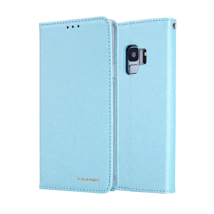 CMAI2 PU Leather Auto-absorbed Card Slots Mobile Case with Stand for Samsung Galaxy S9 G960 - Baby Blue-1