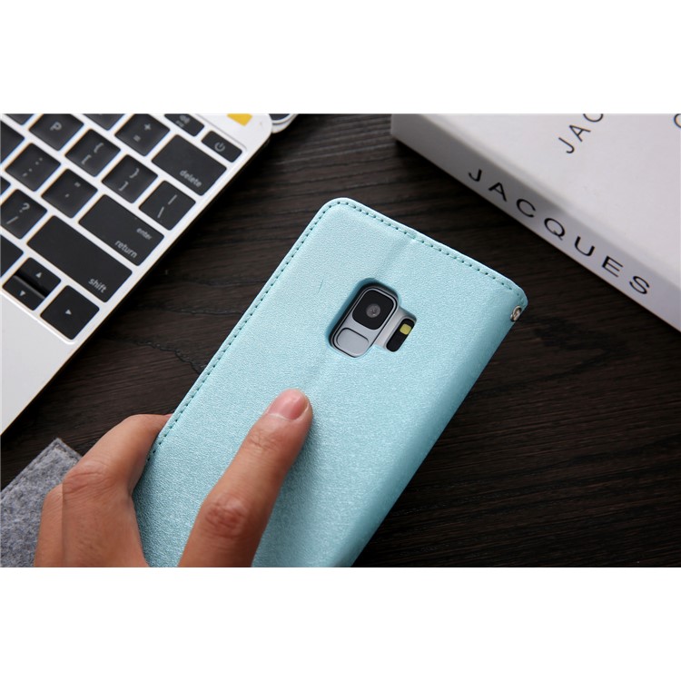 CMAI2 PU Leather Auto-absorbed Card Slots Mobile Case with Stand for Samsung Galaxy S9 G960 - Baby Blue-8