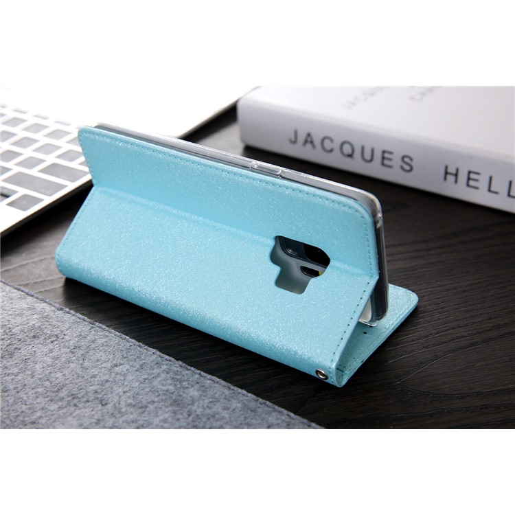 CMAI2 PU Leather Auto-absorbed Card Slots Mobile Case with Stand for Samsung Galaxy S9 G960 - Baby Blue-9