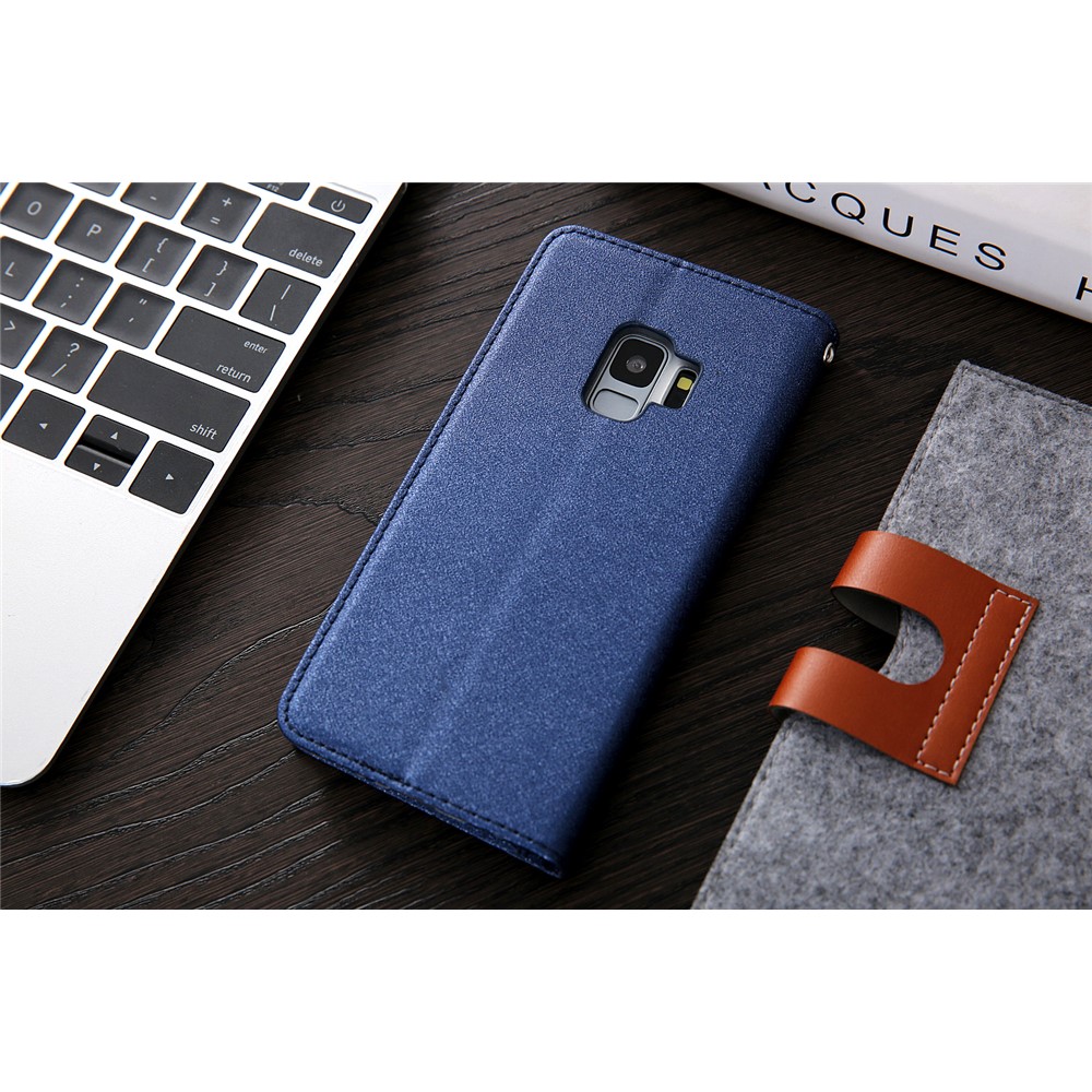 CMAI2 PU Leather Auto-absorbed Stand Phone Case Accessory for Samsung Galaxy S9 G960 - Dark Blue-6