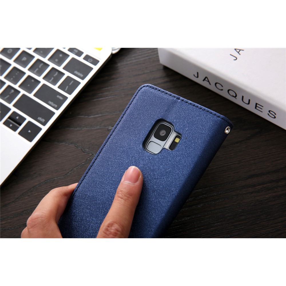 CMAI2 PU Leather Auto-absorbed Stand Phone Case Accessory for Samsung Galaxy S9 G960 - Dark Blue-8