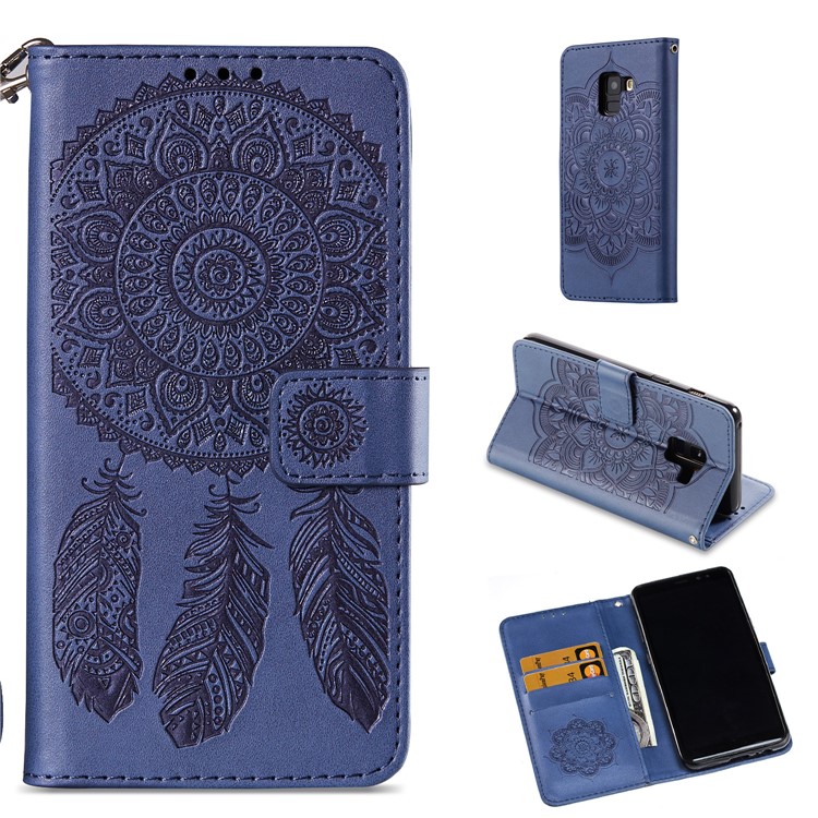 

Imprinted Dream Catcher Pattern Wallet Leather Phone Protection Case for Samsung Galaxy A8 (2018) - Blue