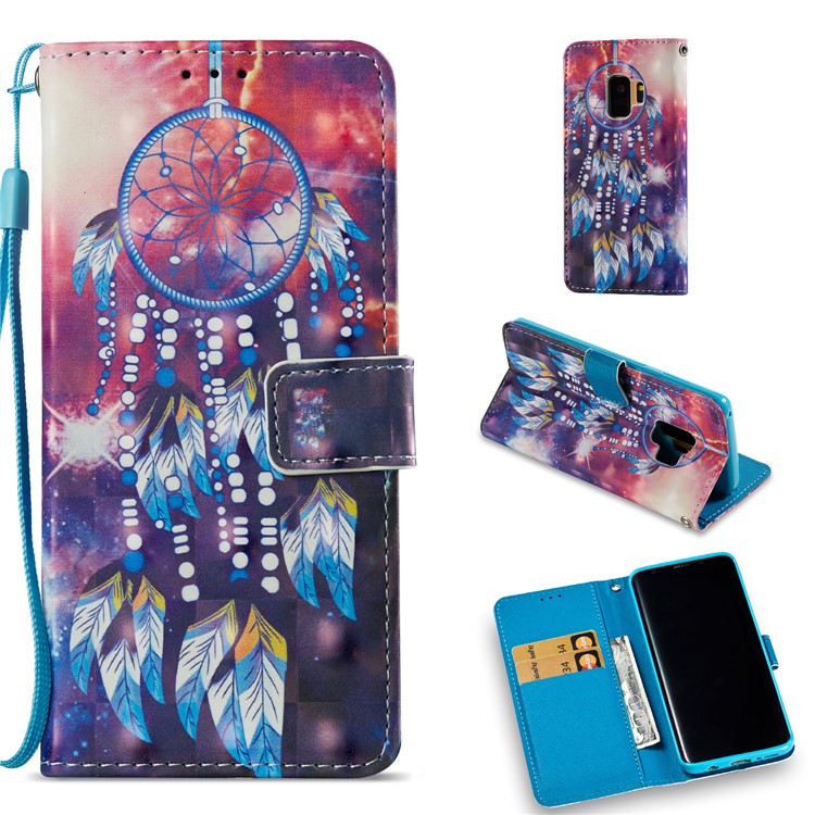 Pattern Printing Light Spot Decor Leather Stand Protective Phone Cover for Samsung Galaxy S9 SM-G960 - Dream Catcher-1