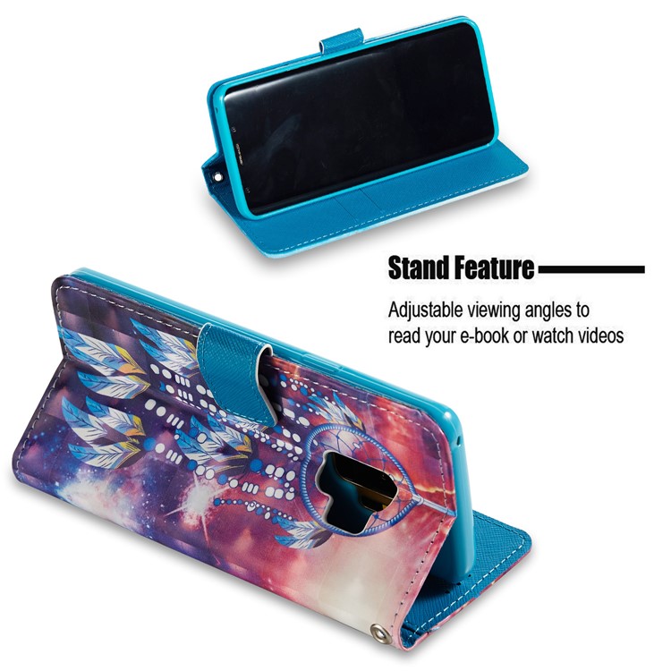 Pattern Printing Light Spot Decor Leather Stand Protective Phone Cover for Samsung Galaxy S9 SM-G960 - Dream Catcher-2