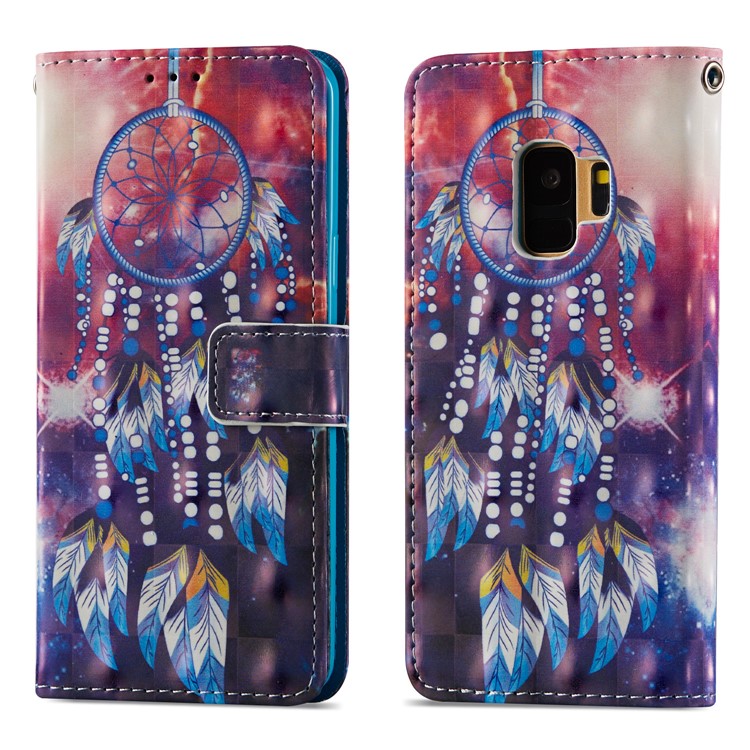 Pattern Printing Light Spot Decor Leather Stand Protective Phone Cover for Samsung Galaxy S9 SM-G960 - Dream Catcher-7