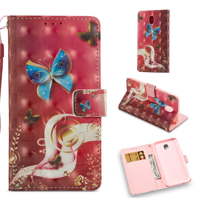 

Pattern Printing Light Spot Decor Leather Stand Protective Phone Case for Samsung Galaxy J5 (2017) EU Version/J5 Pro (2017) - Butterfly