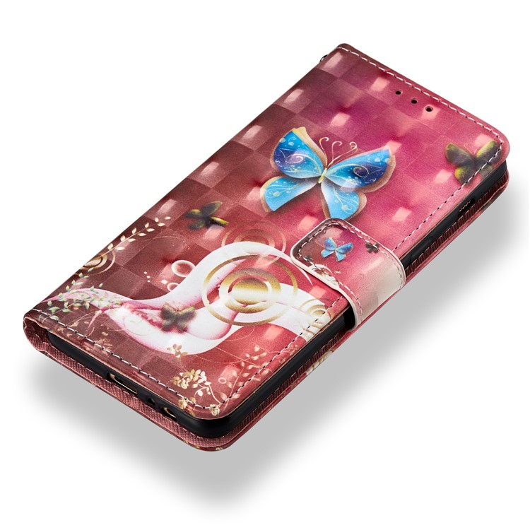 Pattern Printing Light Spot Decor Leather Stand Protective Phone Shell for Samsung Galaxy A8 (2018) - Butterfly-3