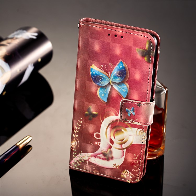 Pattern Printing Light Spot Decor Leather Stand Protective Phone Shell for Samsung Galaxy A8 (2018) - Butterfly-5