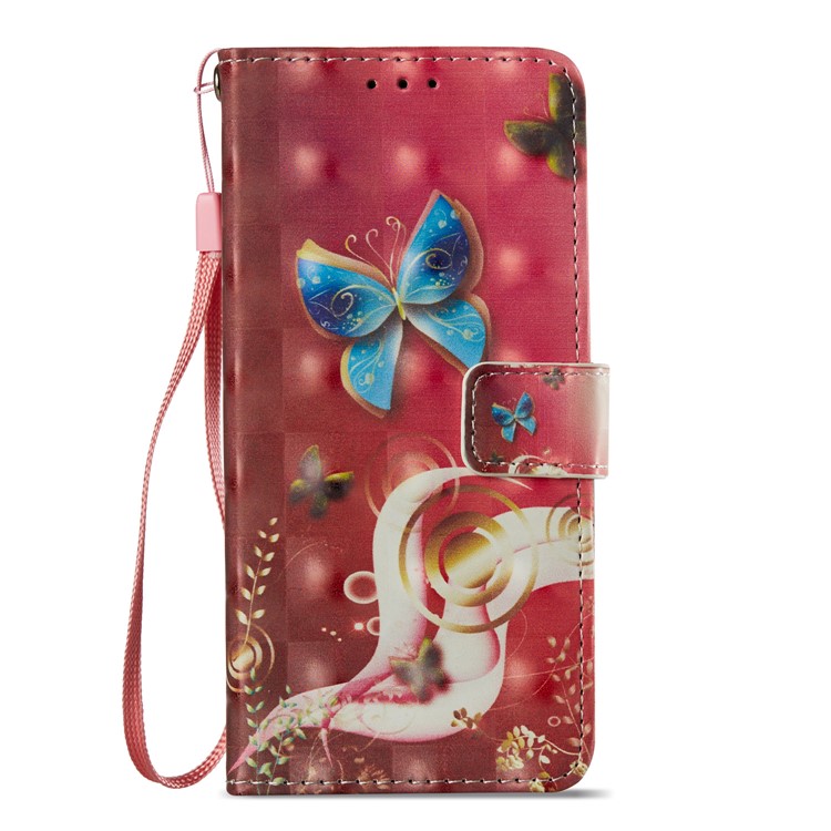 Pattern Printing Light Spot Decor Leather Stand Protective Phone Shell for Samsung Galaxy A8 (2018) - Butterfly-8