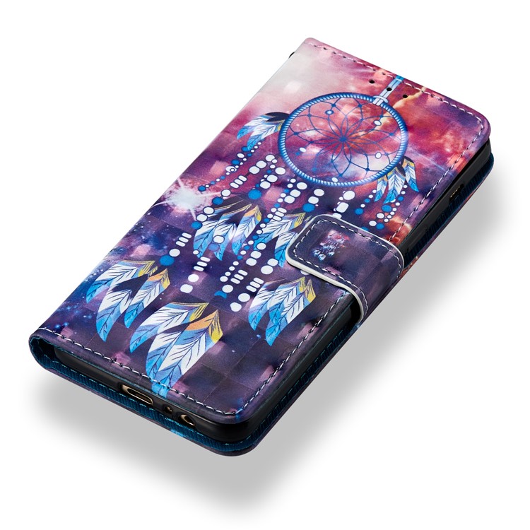 Pattern Printing Light Spot Decor Leather Stand Protective Phone Cover for Samsung Galaxy A8 (2018) - Dream Catcher-3