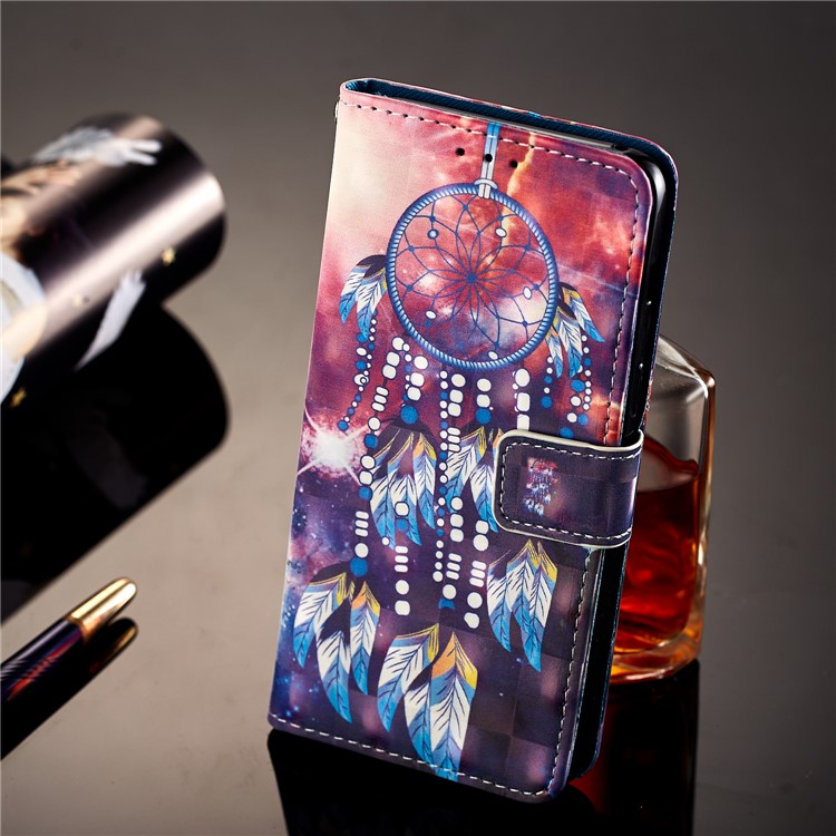 Pattern Printing Light Spot Decor Leather Stand Protective Phone Cover for Samsung Galaxy A8 (2018) - Dream Catcher-5