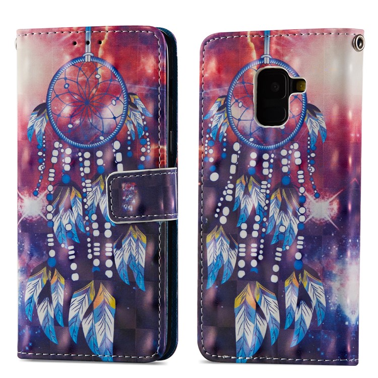Pattern Printing Light Spot Decor Leather Stand Protective Phone Cover for Samsung Galaxy A8 (2018) - Dream Catcher-7