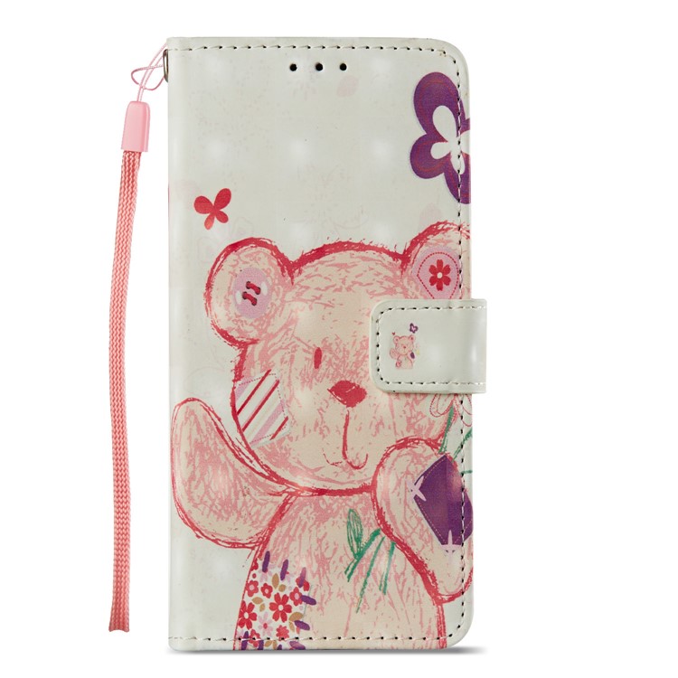 Pattern Printing Light Spot Decor Leather Stand Protective Shell for Samsung Galaxy A8 (2018) - Bear-3